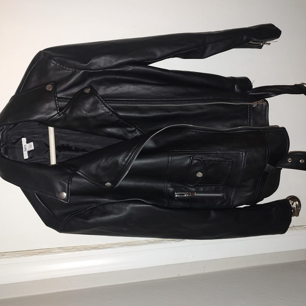 Bar III Black Leather Motorcycle Jacket